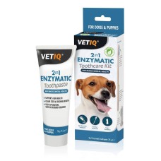 VetIQ 2v1 Enzymatic Toothcare Kit 70g - sada: enzymatická zubná pasta pre psov a kefky