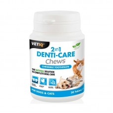 VetIQ 2v1 žuvačky na starostlivosť o zuby 30 tbl. - zubná pasta pre psov a mačky v žuvacích tabletách