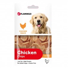 Flamingo Chick`N Chips - maškrty pre psov, kuracie krúžky - 85 g