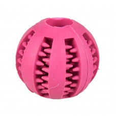 Gumená gulička Flamingo Gumená 5cm - loptička s otvorom na pamlsky a výstupky pre psa - Fuchsia