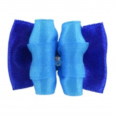 Blovi Bow Exkluzívna ozdobná výstavná mašľa so zirkónom - Modrá