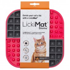 LickiMat Slomo Cat - podložka na lízanie mačiek, tvrdá - Červená