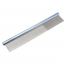 Record Large Metal Comb 25cm - hrebeň s hliníkovou rukoväťou a zmiešanou vzdialenosťou zubov 50/50 - Blue