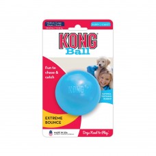 KONG Puppy Ball - gumená, mäkká loptička pre šteniatko, s plniacim otvorom, modrá - M / L, 8cm