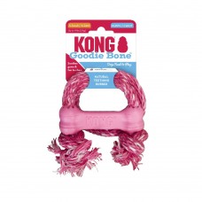 KONG Puppy Goodie Bone with Rope XS - malá ponožka pre šteňa, kosť s povrazom - ružová
