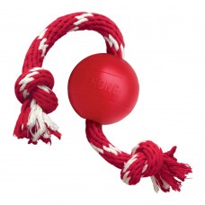 KONG Ball With Rope S 6cm - loptička na šnúrke pre psa, červená, originál