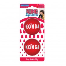 KONG Signature Ball M (6cm) - hladká, gumená loptička pre psa s fajkou - 2 kusy