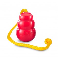 KONG Classic with Rope - gumená hračka pre psa s lanom, červená - XL