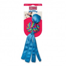 KONG Wubba Weaves L (33 cm) - pískacia hračka pre psa, s chvostmi a zapletenou loptou - modrá