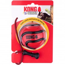 KONG Wavz Bunji Ball L 8cm - loptička pre psa s elastickým lankom, plávajúci retriever - Červená