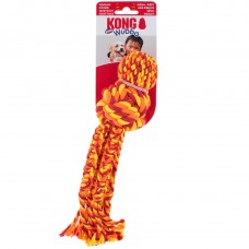KONG Wubba Weaves with Rope Orange - hračka pre psa so škrípajúcim povrazom, so zapletenými chvostmi a loptou, oranžová - S