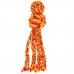 KONG Wubba Weaves with Rope Orange - pískacia hračka pre psa vyrobená zo šnúrky, so zapletenými chvostíkmi a loptou, oranžová - S