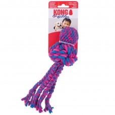 KONG Wubba Weaves with Rope Purple - pískacia hračka pre psa so zapletenými chvostmi a loptou, fialová - S