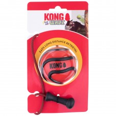 KONG Wavz Bunji Ball M 6cm - loptička pre psa s elastickým lankom, plávajúci retriever - Červená