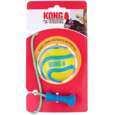 KONG Wavz Bunji Ball M 6cm - loptička pre psa s elastickým lankom, plávajúci retriever - Žltý