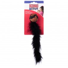 KONG Cat Active Wild Tails - ľahká mačacia guľa, s dlhým pierkovým chvostom, hrkajúci - čierna
