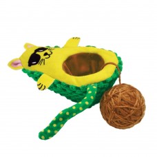KONG Wrangler AvoCATo - plyšová hračka pre mačku s hrkajúcou loptičkou a mačacím štipcom