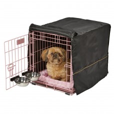 MidWest iCrate Fashion Pink S Kit - súprava klietky pre psa s lôžkom, prikrývkou a 2 miskami, ružová, veľkosť S 61x46x48cm