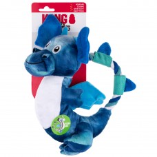 KONG Dragon Knots M / L - plyšový dráčik pre psa, hračka s povrazom vo vnútri - Modrá