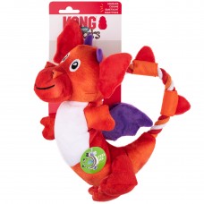 KONG Dragon Knots M / L - plyšový dráčik pre psa, hračka s povrazom vo vnútri - červená