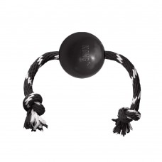 KONG Extreme Ball With Rope L - odolná loptička na šnúrke pre psa, čierna 8cm