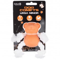 Dog Comets Ursa Minor 7cm - mini pes retriever, gumený medvedík s povrazmi - oranžový