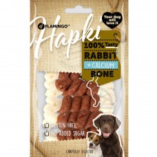 Flamingo Hapki Rabbit Calcium Bone 85g - pochúťka pre psa, kocky vápnika prepletené králikom