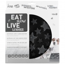 Eat Slow Live Longer Star S 20cm - štvorcová miska pre psa spomaľuje jedlo, hviezdičky - Grey