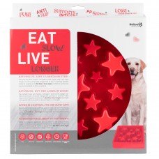 Eat Slow Live Longer Star L 30cm - hranatá miska pre psa spomaľuje jedlo, hviezdičky - Red