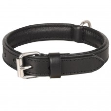 Flamingo Collar Arizona Black - kožený obojok pre psa s podšívkou, pravá koža, čierny - XS/S