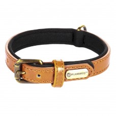 Flamingo Collar Lyabo Cognac - obojok pre psa s podšívkou, eko koža a neoprén, koňak - M/L Flamingo Collar Lyabo Cognac - obojok pre psa s podšívkou, eko koža a neoprén, koňak - M/L