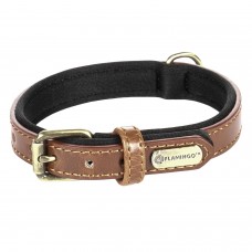 Flamingo Collar Lyabo Brown - obojok pre psa s podšívkou, eko koža a neoprén, hnedá - M Flamingo Collar Lyabo Brown - obojok pre psa s podšívkou, eko koža a neoprén, hnedá - M