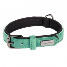 Flamingo Collar Delu Green - zelený obojok pre psa, podšitý, vyrobený z ekokože a neoprénu - XS Flamingo Collar Delu Green - zelený obojok pre psa, podšitý, vyrobený z ekokože a neoprénu - XS