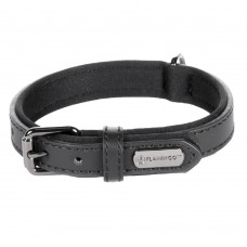 Flamingo Collar Binti Black - kožený obojok pre psa s podšívkou, prírodná koža, neoprén, čierna - XL Flamingo Collar Binti Black - kožený obojok pre psa s podšívkou, prírodná koža, neoprén, čierna - XL