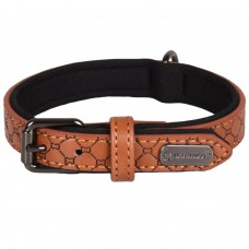Flamingo Collar Patti Brown - elegantný obojok pre psa, podšitý, ekokoža a neoprén, reliéfny vzor, hnedá - XXL Flamingo Collar Patti Brown - elegantný obojok pre psa, podšitý, ekokoža a neoprén, reliéfny vzor, hnedá - XXL
