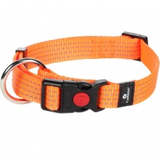 Flamingo Collar Ziggi Reflective Orange - neónový reflexný obojok pre psa, patentka so zámkom, oranžová - S