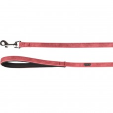 Flamingo Leash Delu Red - červené vodítko pre psa, ekokoža, rukoväť s podšívkou, 130cm - 25mm