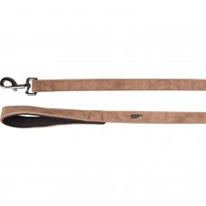 Flamingo Leash Delu Brown - hnedé vodítko pre psa, ekokoža, rukoväť s podšívkou, 130cm - 20mm