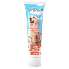 Lovi Dog Snack Creme Pate Dear 90g - psia paštéta v tube, s jeleňom, vitamínmi a Omega-3