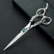 Excalibur nožnice Silver Poseidon 6,5" - kvalitné rovné nožnice, elegantne zdobené