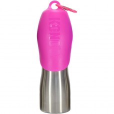 Fľaša na pitnú vodu KONG H2O 740ml - oceľová fľaša pre psov s miskou - ružová