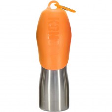 Fľaša na pitnú vodu KONG H2O 740ml - oceľová fľaša pre psa s miskou - oranžová