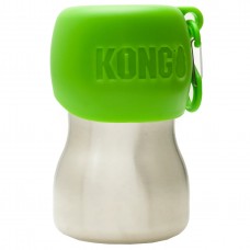 Fľaša na pitnú vodu KONG H2O 240 ml - malá oceľová fľaša pre psa s miskou - zelená