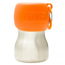 Fľaša na pitnú vodu KONG H2O 240ml - malá oceľová fľaša pre psa s miskou - oranžová