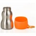 Fľaša na pitnú vodu KONG H2O 240ml - malá oceľová fľaša pre psa s miskou - oranžová