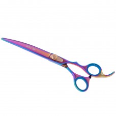 Geib Gold Rainbow Kiss Curved Scissors - vysoko kvalitné zakrivené nožnice s mikro strihom a dúhovou úpravou - 8,5"