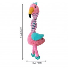 KONG Knots Twists Flamingo - hračka pre psa s povrazom a fajkou, plameniak - M / L
