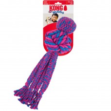 KONG Wubba Weaves with Rope Purple - hračka pre psa so škrípajúcim povrazom, so zapletenými chvostmi a loptou, fialová - XL