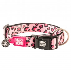 Max&Molly MÁME! Smart ID Leopard Pink Collar - obojok s príveskom smart Tag pre psov, vzor ružové škvrny - L