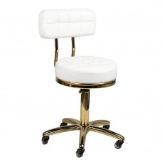 Activ Gold AM-961 - zlatá stolička na kolieskach, s prešívaným sedákom, biela